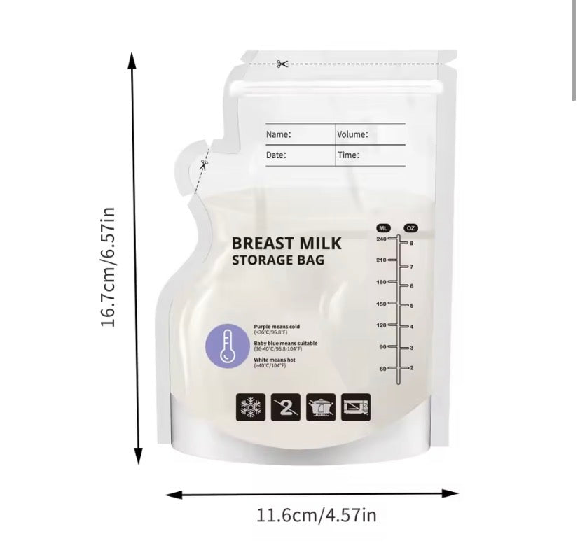 Bolsas de almacenamiento de leche materna