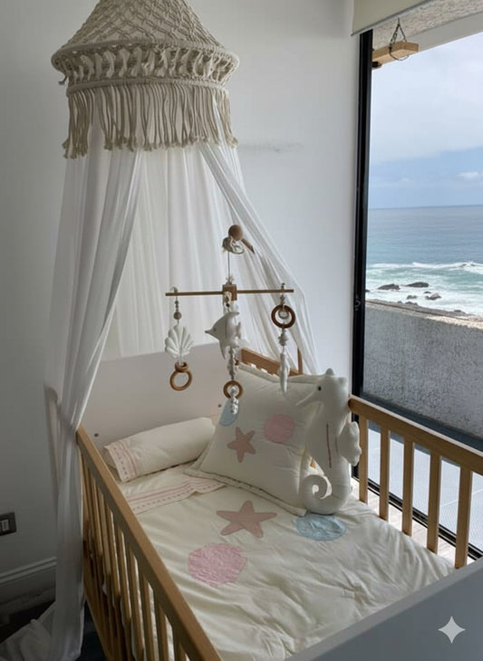 SET CUNA CONCHITAS  ✦ Cobertor+Cojin bordado