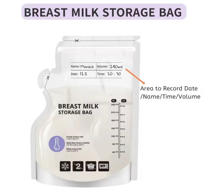 Bolsas de almacenamiento de leche materna