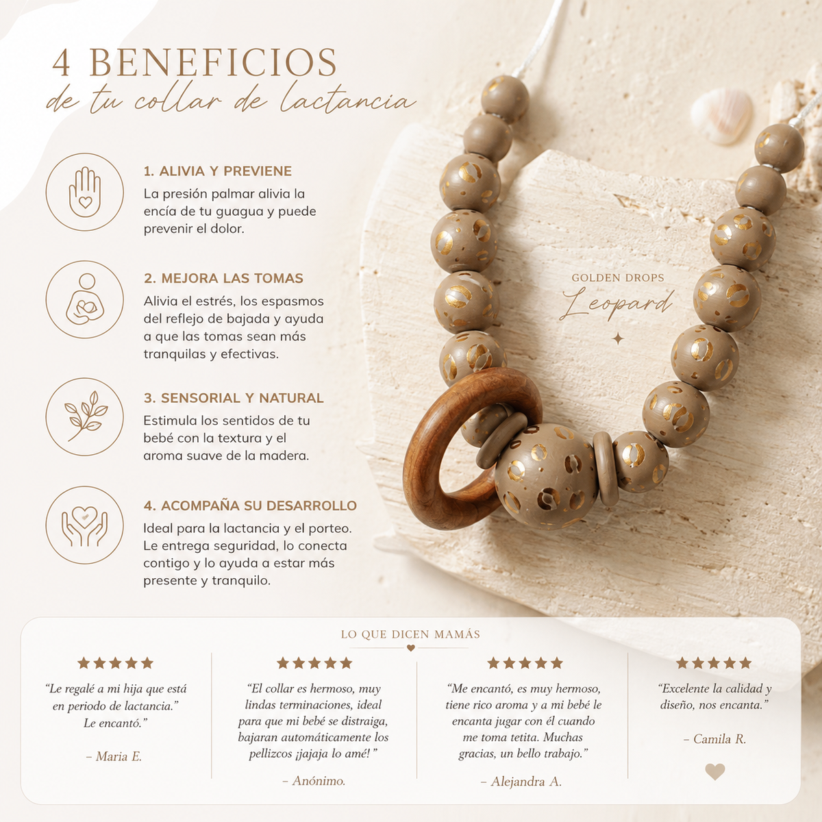 Collar Lactancia ✦ Leopard GOLDEN DROPS  | Nuevo 🐆