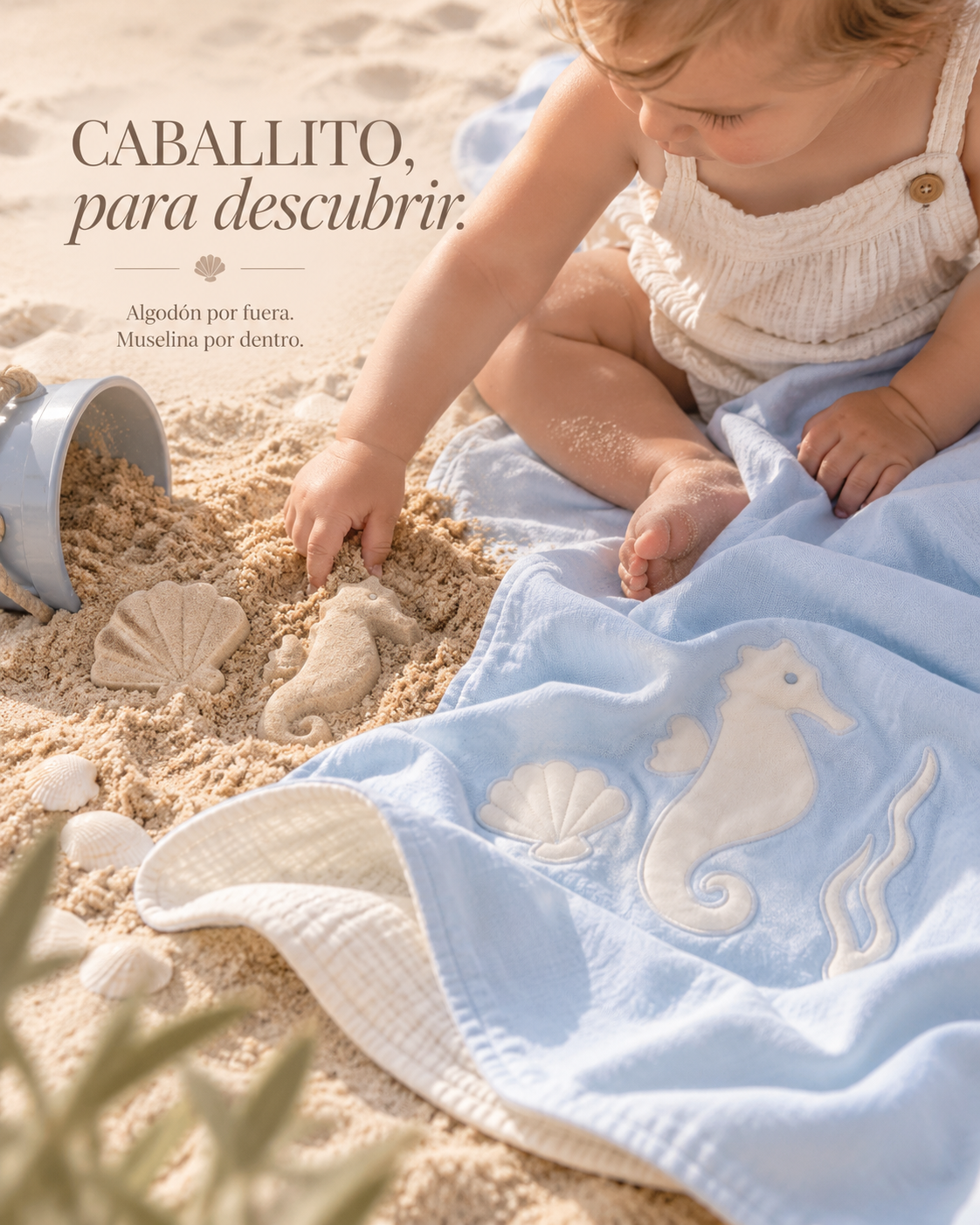 Manta de Primavera ✦ Caballito mar CELESTE