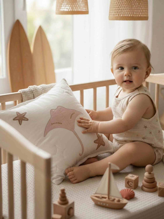 Cojin Bordado + Relleno ✦ Mantarayas / 1 disponible