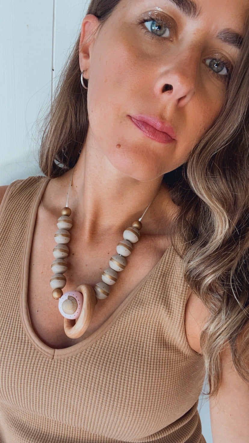 Set Collar Lactancia + Brazalete ✦ Caracola Aura Bronze
